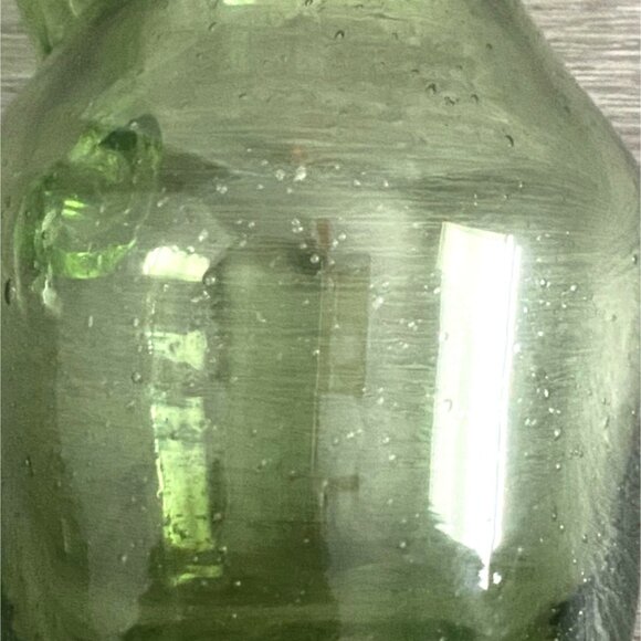 Vintage Small 5" Hand Blown Fancy Green Art Glass Pitcher-Bubble Detail-GUC - Picture 5 of 7